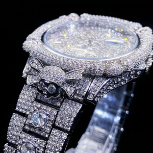 Luxury Iced Out Skull <b>Men</b> Watch Fully Bling Quartz Wristwatch Baguette Diamond Cut Index Waterproof Hip Hop Watches for <b>Men</b> - Product Image 3