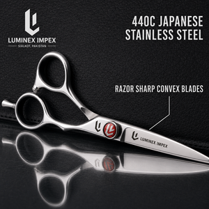 Ciseaux droits pour gauchers NYBL-55 de 5,5 pouces, JAPON, acier 440C, tranchants, dureté 58-59HRC, manche en acier inoxydable, ciseaux de barbier, cheveux, 28 - Product Image 4
