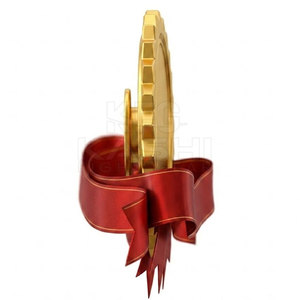 Premium Winner Medal <b>Red</b> <b>Ribbon</b> Design Engraving Ready Customizable High Quality Steel Construction for Competitions School - Product Image 4