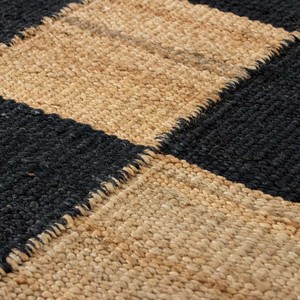 Natural Black Checkered Handwoven Jute Area Rug Rustic Farmhouse Indoor Carpet Eco Friendly Living Room Bedroom Decor - Product Image 5