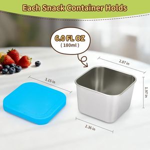 Contenitori per Snack in Acciaio Inox da 6 oz con Coperchi in Silicone, Ermetici e Facili da Aprire, Set da 6 Pezzi - Product Image 2