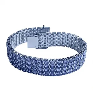 Natural Tanzanite Tennis Charm <b>Bracelet</b> in Sterling Silver Luxury Blue Violet <b>Gemstone</b> Women's Wedding Gift - Product Image 1