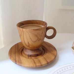 Nueva Taza de Café de Madera con Platillo, Taza de Madera Pulida a Mano, Reutilizable para Té, Cerveza, Bebidas, Estilo Rústico para Cocina - Product Image 3