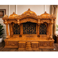 Mandir traditionnel hindou en bois de teck massif avec finition or blanc de qualité supérieure, aspect marbre, dômes, meubles pour la maison, USA