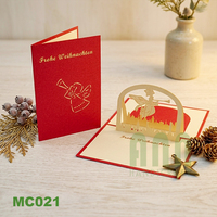 Tarjeta de Felicitación Navideña Creativa 3D con Corte Láser, Acabado Mate Tradicional, Hecha a Mano en Vietnam, para Fiestas, Navidad, Año Nuevo