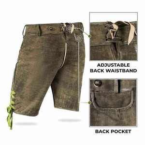 Shorts traditionnels bavarois pour hommes en Lederhosen, 100 % polyester, décontractés et élégants, écologiques, costume d'Oktoberfest allemand avec ceinture brodée - Product Image 2