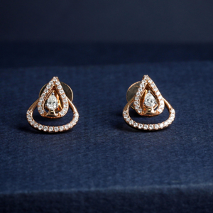 Boucles d'oreilles en or rose avec diamants taillés en poire, forme goutte d'eau, bijoux de luxe pour femmes, bijoux de mariage - Product Image 3