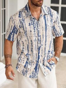 เสื้อเชิ้ตสำหรับผู้ชายเสื้อเชิ้ตลำลองแขนสั้นพิมพ์ลายแอบสแตรกต์ทรงสลิมฟิต - Product Image 2