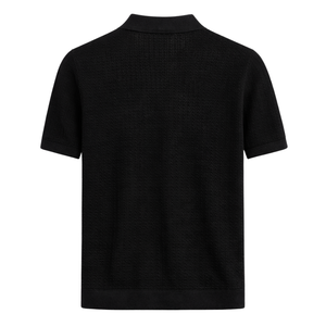 Polo zippé texturé pour homme, manches courtes, en coton premium côtelé, coupe ajustée, décontracté et élégant, idéal pour l'été, vente en gros - Product Image 5