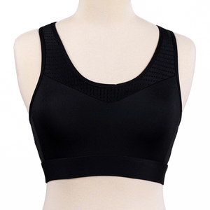 Sujetador deportivo morado para mujer con cuello redondo, panel de malla y diseño de espalda cruzada para yoga, soporte medio, transpirable y sin costuras - Product Image 6