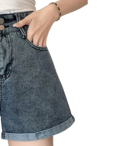 Women High Waist Denim Shorts Casual Stretch Jean Shorts Summer Fashion Ripped Blue Short Pants Soft Cotton Daily Wear Ladies - Product Image 3