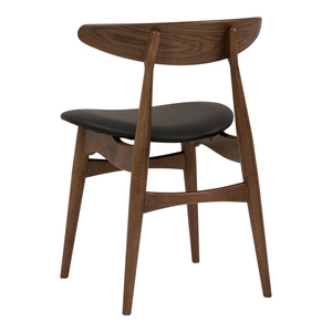 Silla de Comedor de Madera de Roble Malayo con Respaldo Curvado y Asiento de Vinilo, Estilo Mid-Century, Color Cacao Espresso, para Hogar, Restaurante, Cafetería - Product Image 4