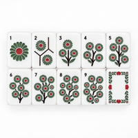 Ensemble de 160 tuiles de mahjong américaines en acrylique, faces décoratives florales en cuivre pour jeux de société et tables de mahjong à domicile