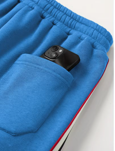<b>Men</b> Blue Hooded Tracksuit Set Full Zip <b>Jacket</b> and Pants Solid Color Side Pockets Casual Athletic Wear Autumn Style - Product Image 5