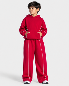 Oversized Boys Two-Piece Fleece Tracksuit <b>Set</b> Breathable Eco-Friendly Polyester/Cotton Loose Fit Winter Casual Wear Drawstring - Product Image 1