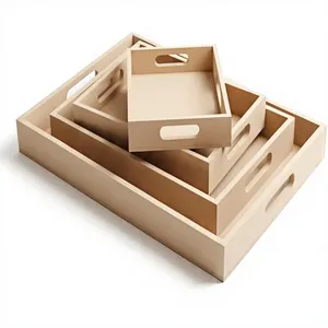Rustic Wooden Jewelry Tray Handmade Natural Wood Modern Luxury Breakfast <b>Coffee</b> Tea Snack Food Handles Kitchen Dining <b>Table</b> Home - Product Image 1