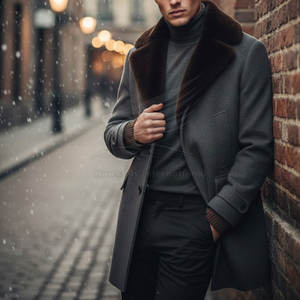 Winter Collection Men's Woolen Overcoat Long Sleeve Breathable High Quality Customizable <b>Fur</b> <b>Trim</b> Best Price for Retailers - Product Image 4