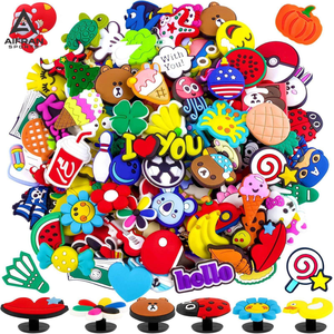 จี้รองเท้าเรืองแสงในที่มืด AIFRAN ทำจาก PVC รูปดอกไม้ถักโครเชต์ ตัวล็อคแบบนิ่ม ทำจากยาง ใช้ตกแต่งรองเท้าแบบสวม - Product Image 4