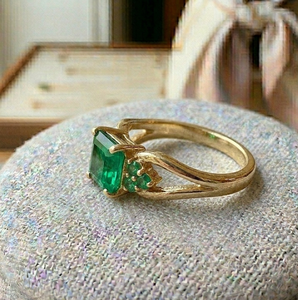 Green Onyx <b>Statement</b> <b>Ring</b> Multi Stone <b>Ring</b>, 925 Sterling Silver Gold Plated Handmade Jewelry Gift At Wholesale Price - Product Image 1