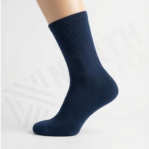 <b>Crew</b> <b>Socks</b> Solid Navy Blue 100% Cotton Breathable Knitted for Adults Daily Casual Wear Spring Season - Product Image 3