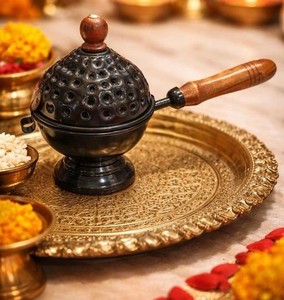 Brûleur d'encens en fer écologique de style bouddhiste pour Puja, Aarti, méditation, yoga, décoration de la maison et du bureau - Product Image 3
