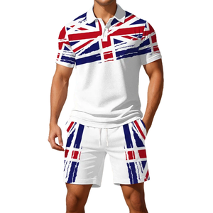 New Summer Men's Casual Breathable Slim Fit Low Weight Knitted 280GSM Short <b>Set</b> Suit Solid Shorts 100% Cotton Low Price - Product Image 1