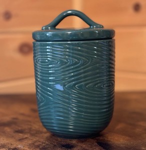 Pot de rangement en céramique à motif moderne avec couvercle en bois, récipient hermétique pour aliments, organisateur de comptoir de cuisine durable - Product Image 4