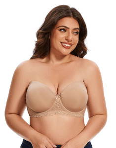 Women's Beige Push-Up <b>Bra</b> Full Cup Underwire Lace Trim Adjustable Straps Back Closure Elegant Style All Seasons Wear - Product Image 4