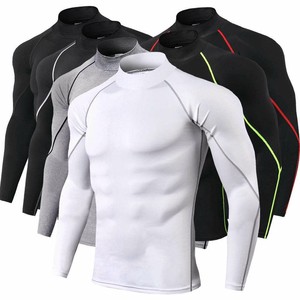 Custom Made Men's Full Sleeve Rash Guard Long Sleeve Quick Dry <b>Compression</b> <b>Shirt</b> Sport Top White <b>Black</b> Gray Red Green Trim OEM - Product Image 1
