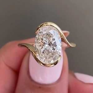 3.50 CT Marquise Cut Bypass Moissanite Engagement <b>Ring</b> 925 Sterling Silver Tension Bridal Set Half Bezel Minimalist Vana Jewels - Product Image 1