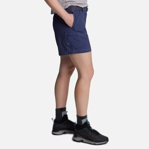 Shorts décontractés pour femme BE DOT en toile Oxford unie, respirants, taille haute élastique, séchage rapide, avec poches et logo sur la jambe droite - Product Image 3