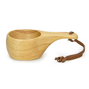 Wooden <b>Camping</b> <b>Mug</b> with Leather Strap Handcrafted Eco-Friendly Luxury Modern Design Reusable for Home & Outdoor Use - Product Image 1