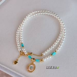 Collar de Perlas de Agua Dulce Turquesa de Alta Gama Estilo Francés para Mujer, Cadena de Clavícula de Lujo, Estilo Nicho de Lujo Ligero - Product Image 1