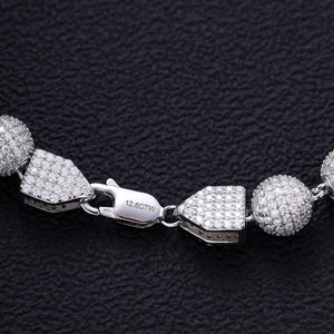 Large 925 Silver Moissanite Iced Out Ball <b>Bracelet</b> Heavy Round <b>Bead</b> Link Bangle Hip Hop Jewelry Passes Diamond Tester <b>Men</b> - Product Image 2