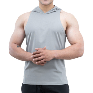 Sudadera con Capucha para Hombre, sin Mangas, Cuello en V, Color Sólido, Tejida, Transpirable, de Secado Rápido, con Logotipo Personalizado, Informal - Product Image 1
