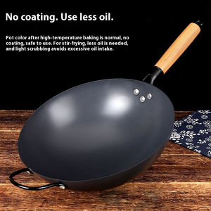 Wok à fond rond en acier inoxydable de qualité supérieure, écologique, haute performance, capacité de 20 L, poignée en bois, compatible lave-vaisselle - Product Image 4