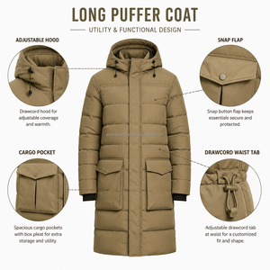 Manteau long matelassé de luxe pour homme – Veste d'hiver tendance, design premium, chaud et idéal pour l'extérieur – Marque personnalisée, vente en gros - Product Image 6