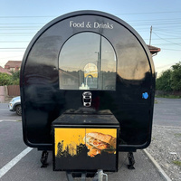 Remolque de Comida Móvil Personalizado Negro y Amarillo, Remolque de Catering Redondeado de un Solo Eje para Café, Postres, Aperitivos, Bebidas, Negocios Ambulantes