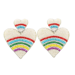Boucles d'oreilles tendance en perles de rocaille colorées, style créateur, look branché - Product Image 1