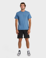 T-shirt classique en coton bleu pour hommes, doux, respirant, à manches courtes, décontracté, confortable, basique, à col rond, pour tous les jours