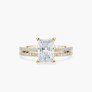 Radiant Cut Lab Grown Diamond Wedding <b>Ring</b> <b>Set</b> 14K Solid <b>Gold</b> Bridal <b>Set</b> - Product Image 1