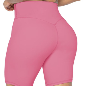 Women Peach Solid Yoga <b>Shorts</b> Plus Size Seamless High Waist Hip-Lifting <b>Tight</b> Spandex/Nylon Four-Way Stretch Breathable Sports - Product Image 3