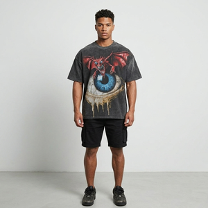Camiseta con estampado gráfico personalizado, estilo vintage, manga corta, lavado ácido, 100% algodón, para uso cómodo unisex. - Product Image 4