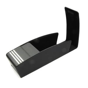 กล่องใส่แว่นตาแบบพลิกเปิดสีดำ ทำจากหนัง PU พร้อมลายทาง - Product Image 1