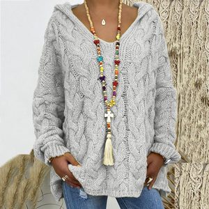 Jocoo Jolee femmes gris clair taille M automne torsion tricoté solide pulls décontracté sweat à capuche en Europe Style Streetwear - Product Image 1