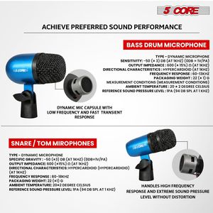ชุดไมโครโฟนคอนเดนเซอร์แบบคาร์ดิออยด์ XLR สำหรับเครื่องดนตรีระดับมืออาชีพ รุ่น Conga Mic Snare Tom Set - Product Image 3