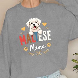 Sweatshirts imprimés pour femmes avec chien maltais et éléments décoratifs Style tricoté décontracté - Product Image 1