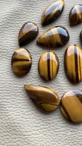 FF JEWELLERS Pierre précieuse naturelle œil de tigre cabochon, poids 20-50 carats, pierre brune dorée en vrac |   Matériel de polissage pour la fabrication de bijoux, troisième qualité - Product Image 3