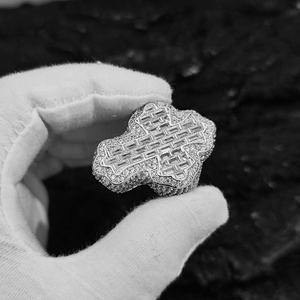 Mens Lab--Grown Diamond 925 <b>Silver</b> Iced Out Baguette <b>Cross</b> <b>Ring</b> Luxury Statement <b>Ring</b> - Product Image 5
