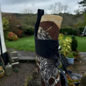 Premium Quality New Handmade Real Touch Polished Buffalo Horn Viking <b>Drinking</b> Horn <b>Stand</b> Holder Custom Size Home Decor Love - Product Image 2